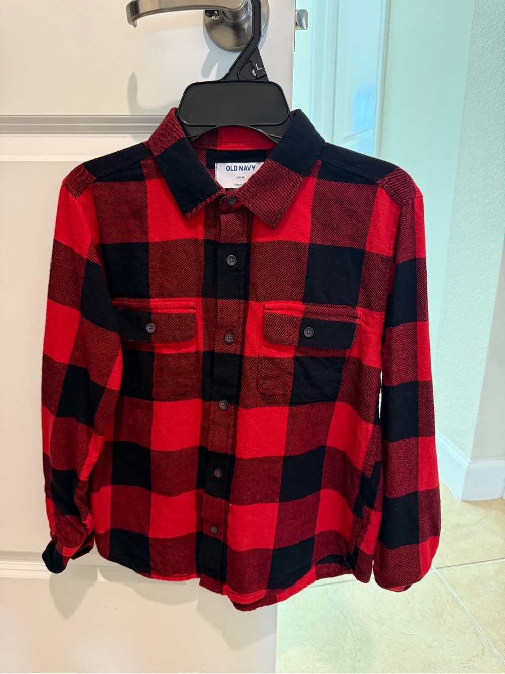 Old Navy Red and Black Buffalo Plaid Button-Down Shirt